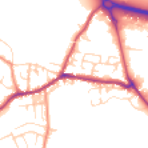 Daytime road noise heatmap for BD20 7DA