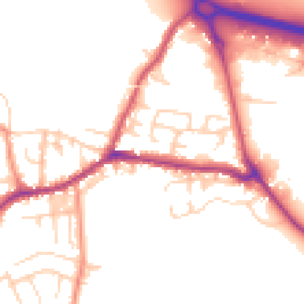 Daytime road noise heatmap for BD20 7DB
