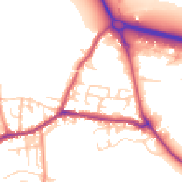 Daytime road noise heatmap for BD20 7DJ