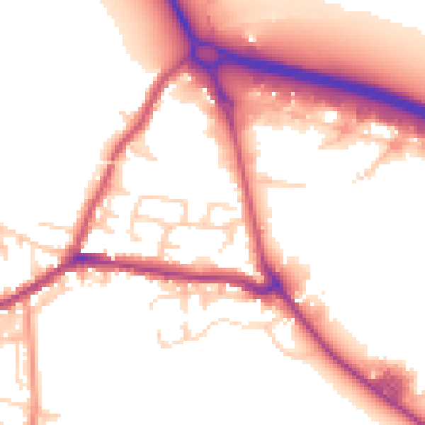 Daytime road noise heatmap for BD20 7DN