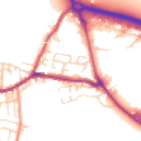 Daytime road noise heatmap for BD20 7DQ
