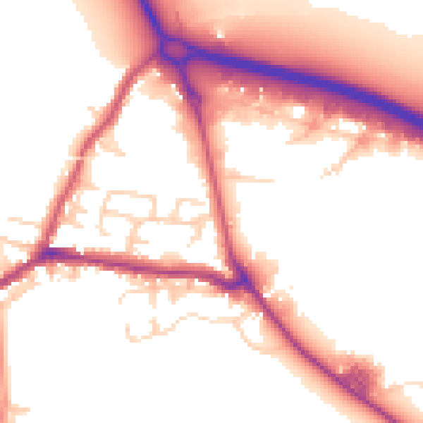 Daytime road noise heatmap for BD20 7DR