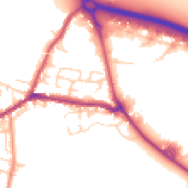 Daytime road noise heatmap for BD20 7DW