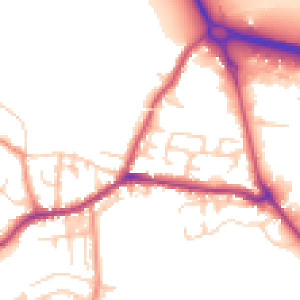 Daytime road noise heatmap for BD20 7ED