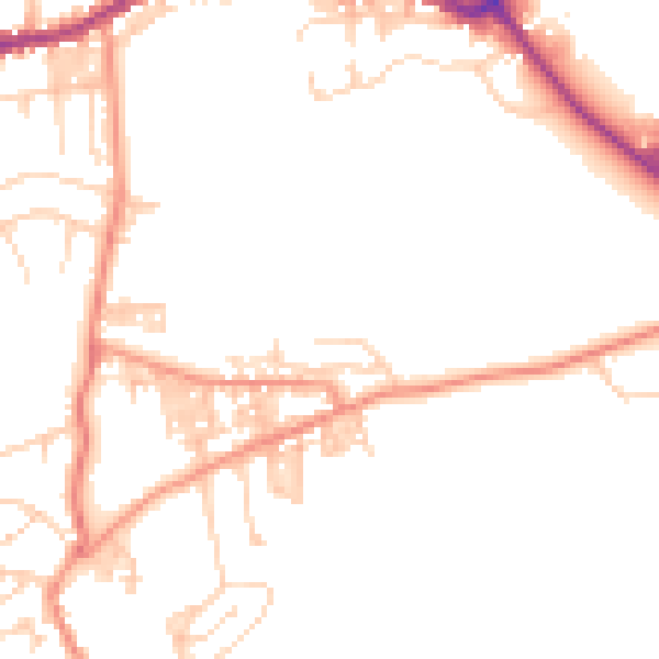 Daytime road noise heatmap for BD20 7EN