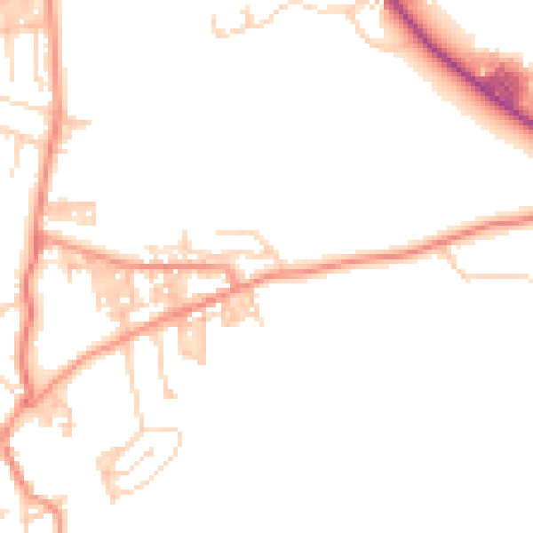 Daytime road noise heatmap for BD20 7HJ