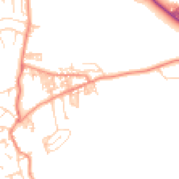 Daytime road noise heatmap for BD20 7HS