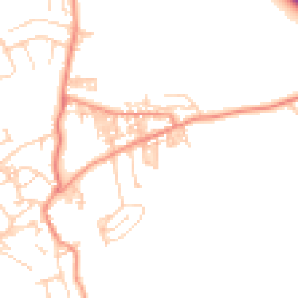 Daytime road noise heatmap for BD20 7JB