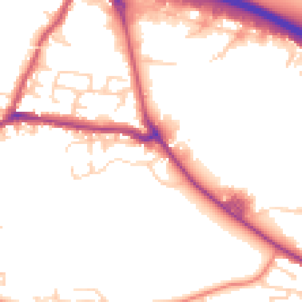 Daytime road noise heatmap for BD20 7RG