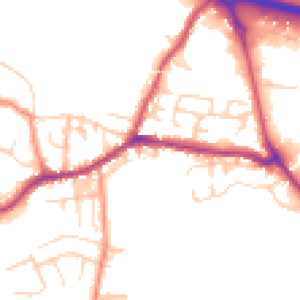 Daytime road noise heatmap for BD20 7RJ