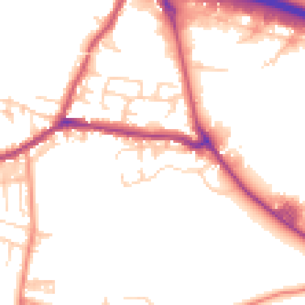 Daytime road noise heatmap for BD20 7RP