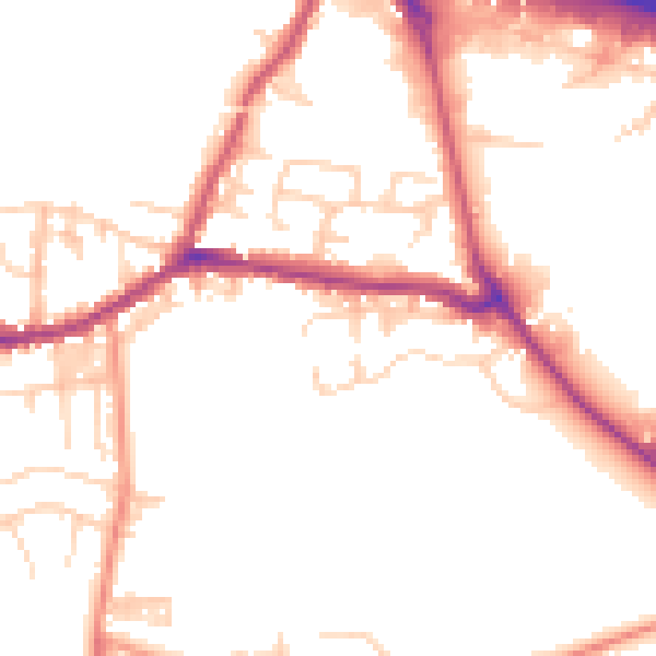 Daytime road noise heatmap for BD20 7RW