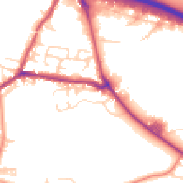 Daytime road noise heatmap for BD20 7RZ