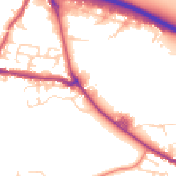 Daytime road noise heatmap for BD20 7SH