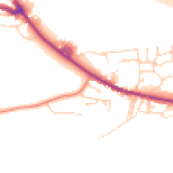Daytime road noise heatmap for BD20 7SL