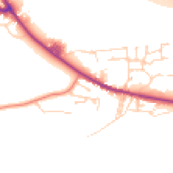 Daytime road noise heatmap for BD20 7SP