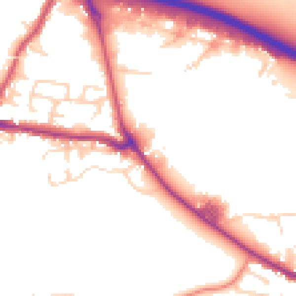 Daytime road noise heatmap for BD20 7SQ