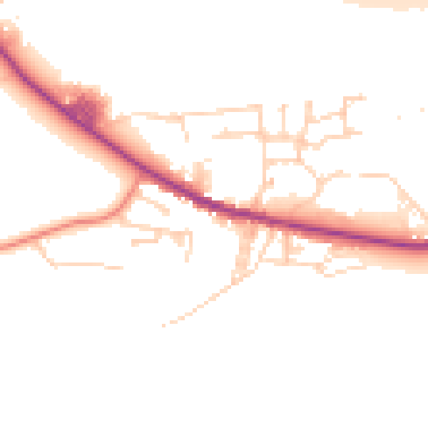 Daytime road noise heatmap for BD20 7ST