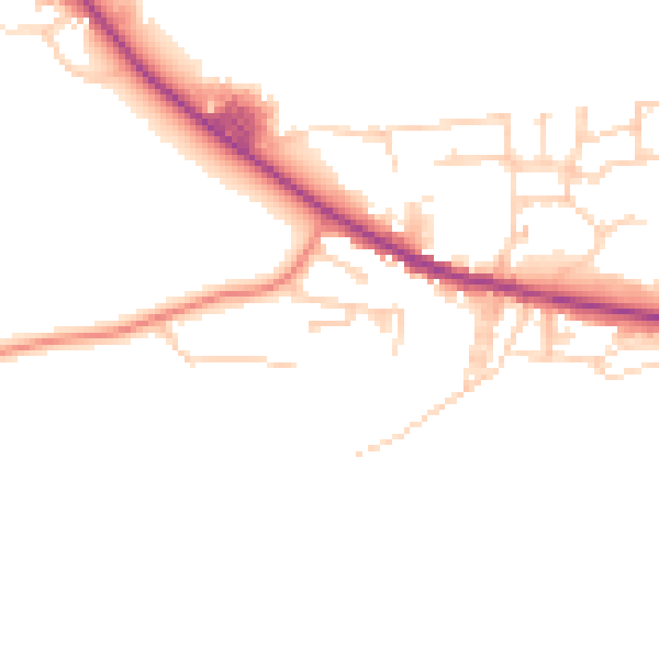 Daytime road noise heatmap for BD20 7SY