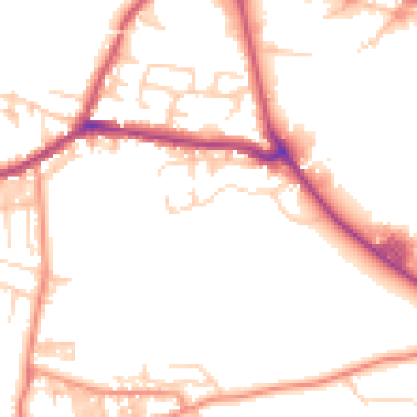 Daytime road noise heatmap for BD20 7TA