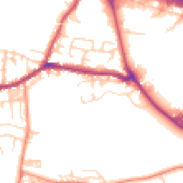 Daytime road noise heatmap for BD20 7TE