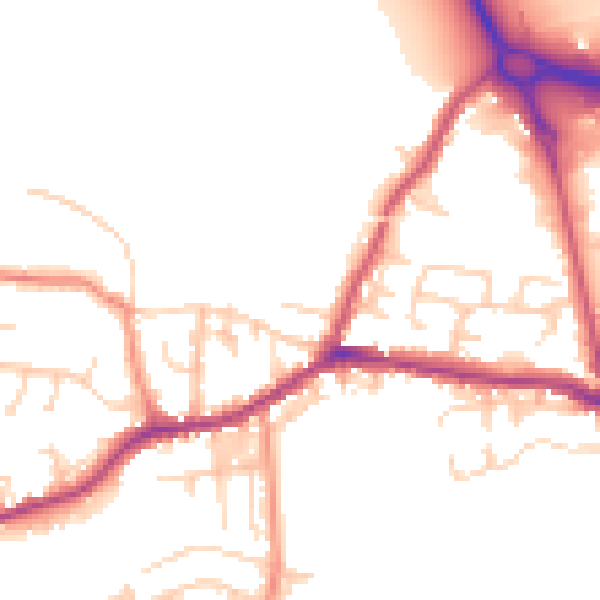 Daytime road noise heatmap for BD20 8AA