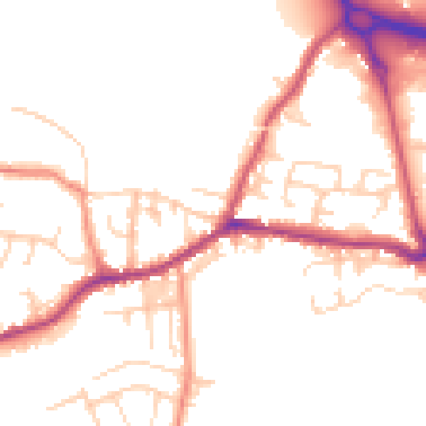 Daytime road noise heatmap for BD20 8AB
