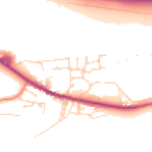 Daytime road noise heatmap for BD20 8AF