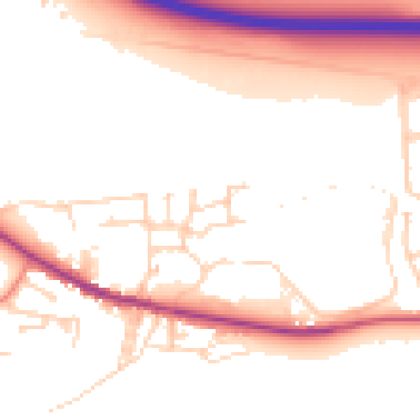 Daytime road noise heatmap for BD20 8AG