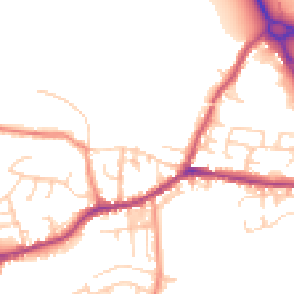 Daytime road noise heatmap for BD20 8AN