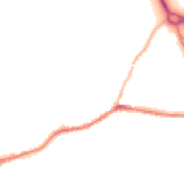 Night-time road noise heatmap for BD20 8AN