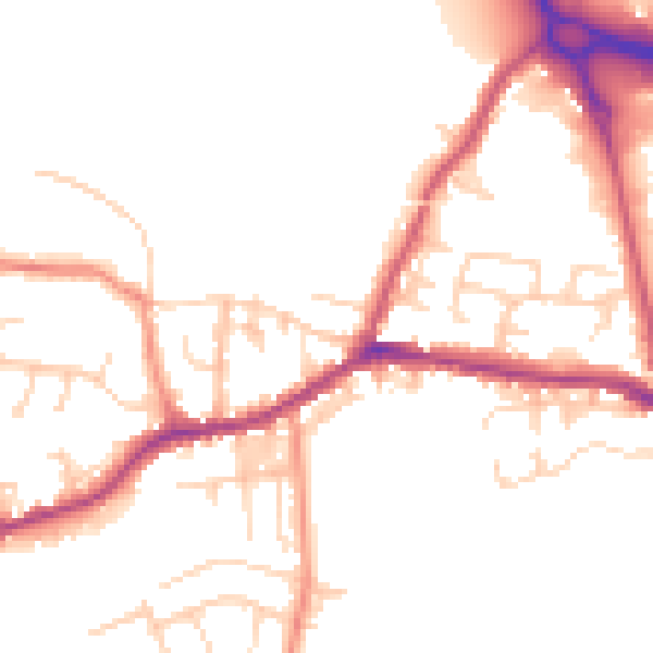 Daytime road noise heatmap for BD20 8AW