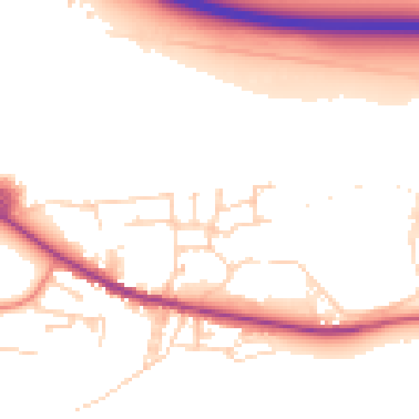 Daytime road noise heatmap for BD20 8BA