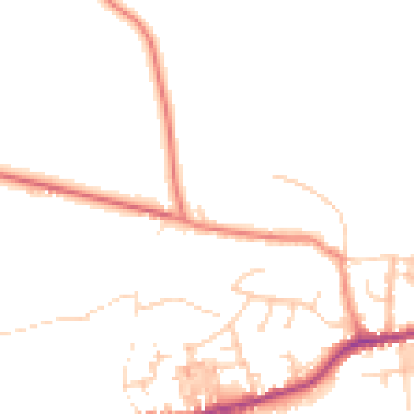Daytime road noise heatmap for BD20 8BE