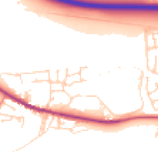 Daytime road noise heatmap for BD20 8BJ