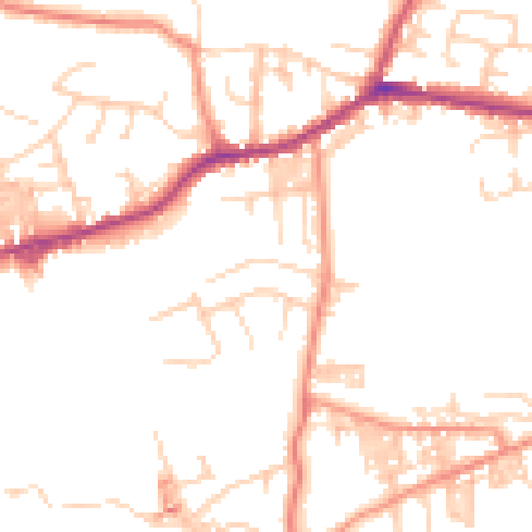 Daytime road noise heatmap for BD20 8BL