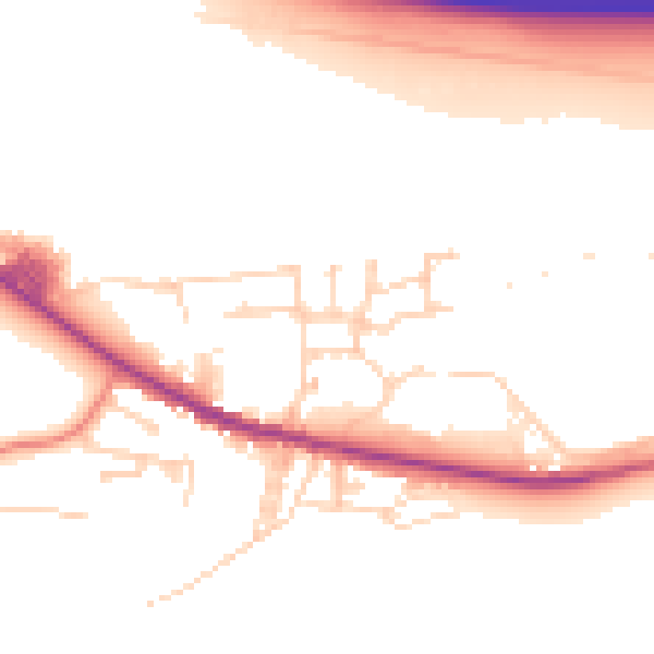 Daytime road noise heatmap for BD20 8BW
