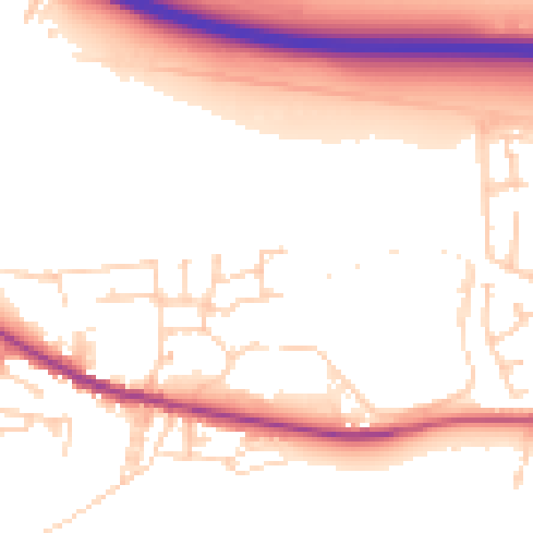 Daytime road noise heatmap for BD20 8DN