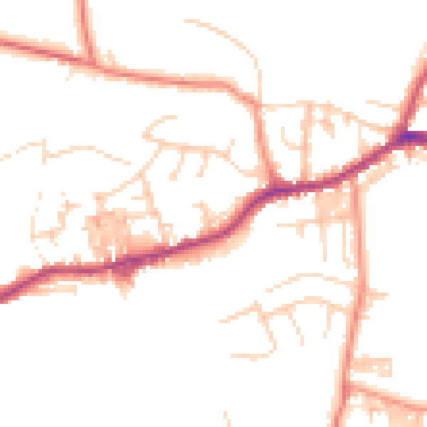 Daytime road noise heatmap for BD20 8PZ