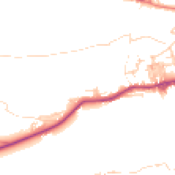 Daytime road noise heatmap for BD20 8RA
