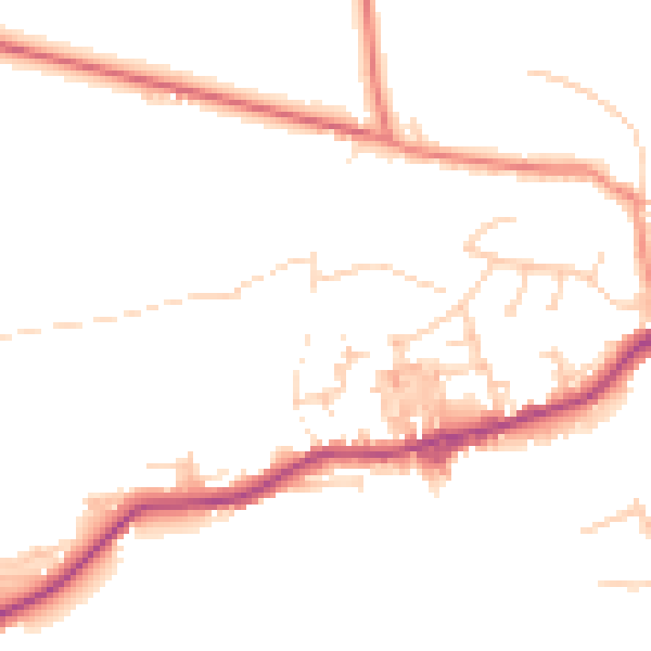 Daytime road noise heatmap for BD20 8RP