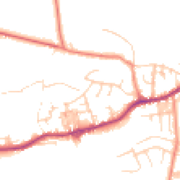 Daytime road noise heatmap for BD20 8RX