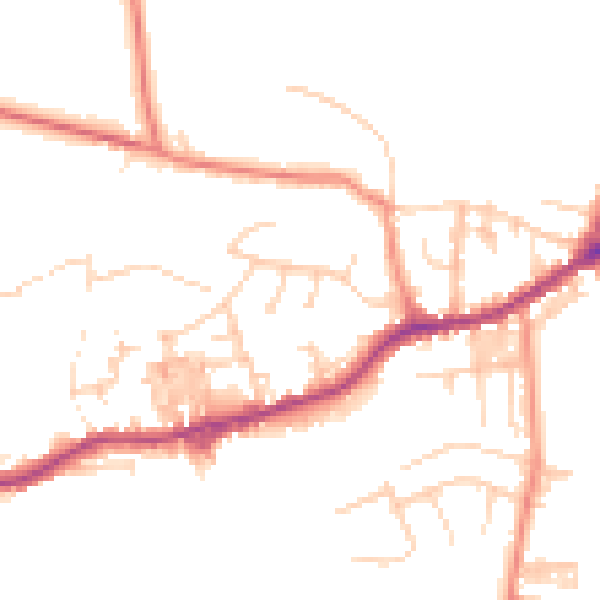 Daytime road noise heatmap for BD20 8SE