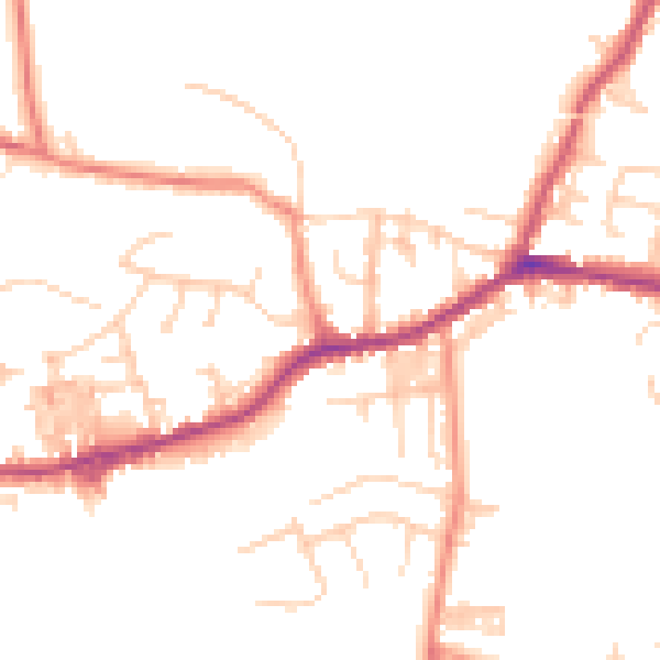 Daytime road noise heatmap for BD20 8SL