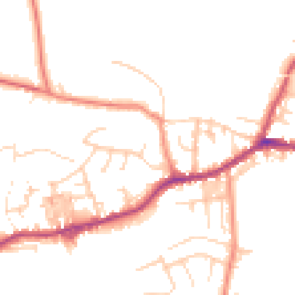 Daytime road noise heatmap for BD20 8SQ