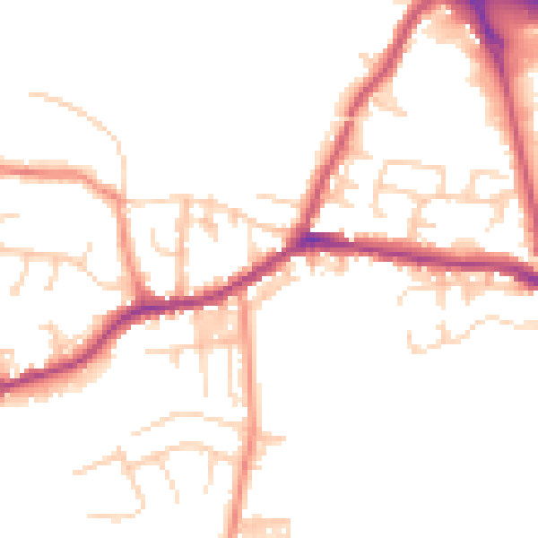 Daytime road noise heatmap for BD20 8TA