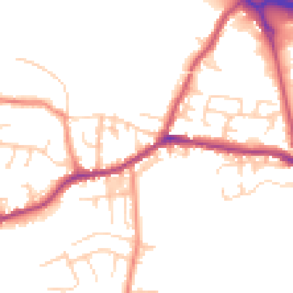 Daytime road noise heatmap for BD20 8TD