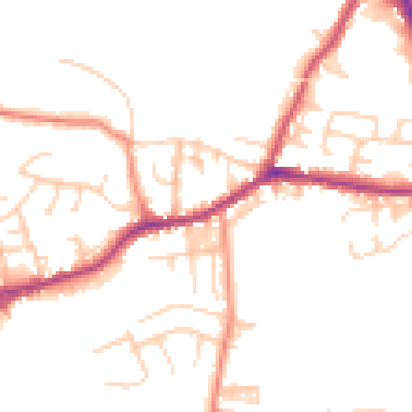 Daytime road noise heatmap for BD20 8TH