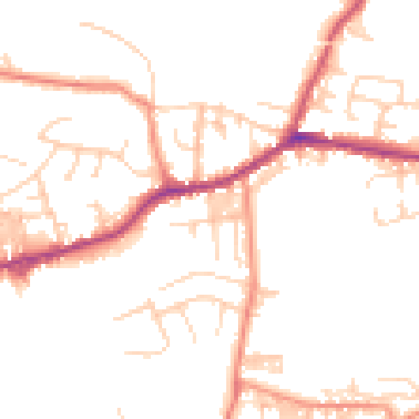 Daytime road noise heatmap for BD20 8TL