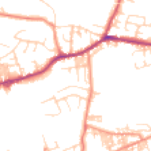 Daytime road noise heatmap for BD20 8TP